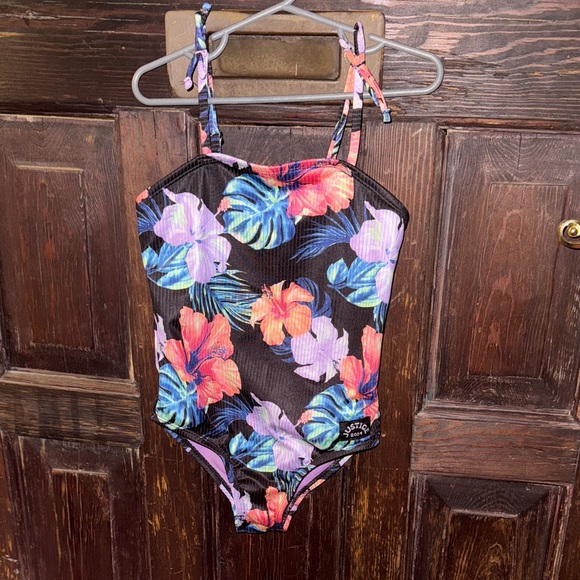 Justice Other - Justice Black Floral Kids Swim One Piece